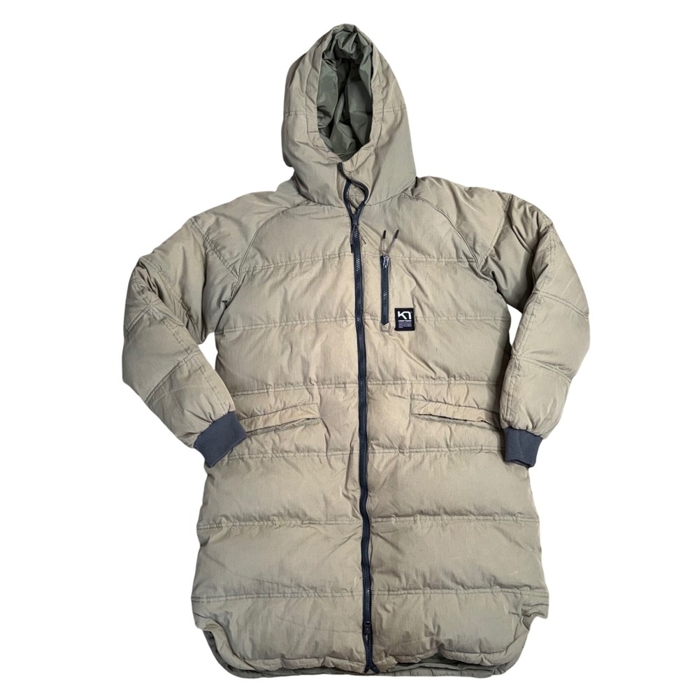 Kari Traa Puffer Parka Jacket Womens Large Green Good Long Hooded Quilted Coat - Picture 1 of 10